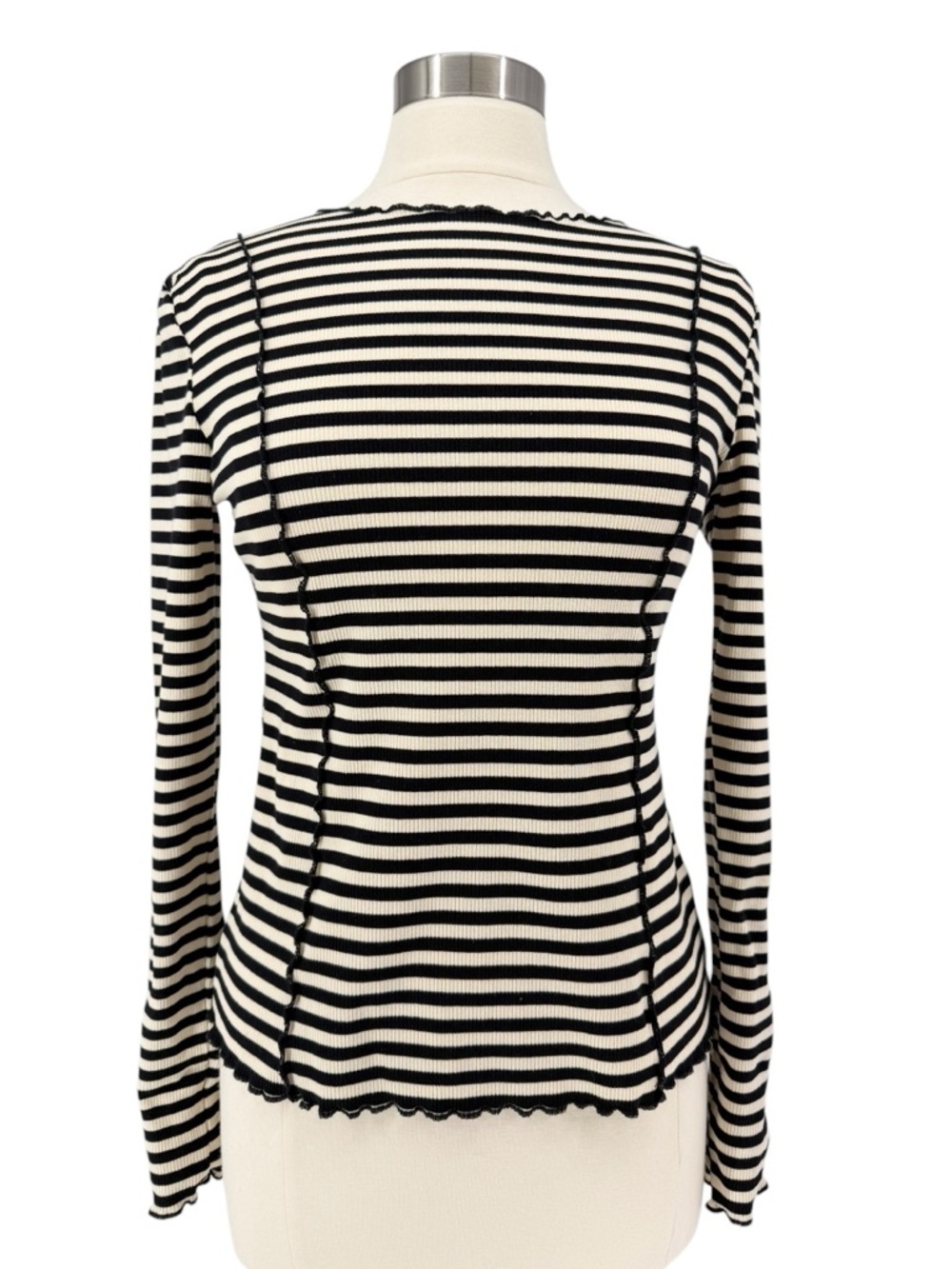 ELODIE Frilled Seam Stripe Long Sleeve Top X-Large - Picture 4 of 10